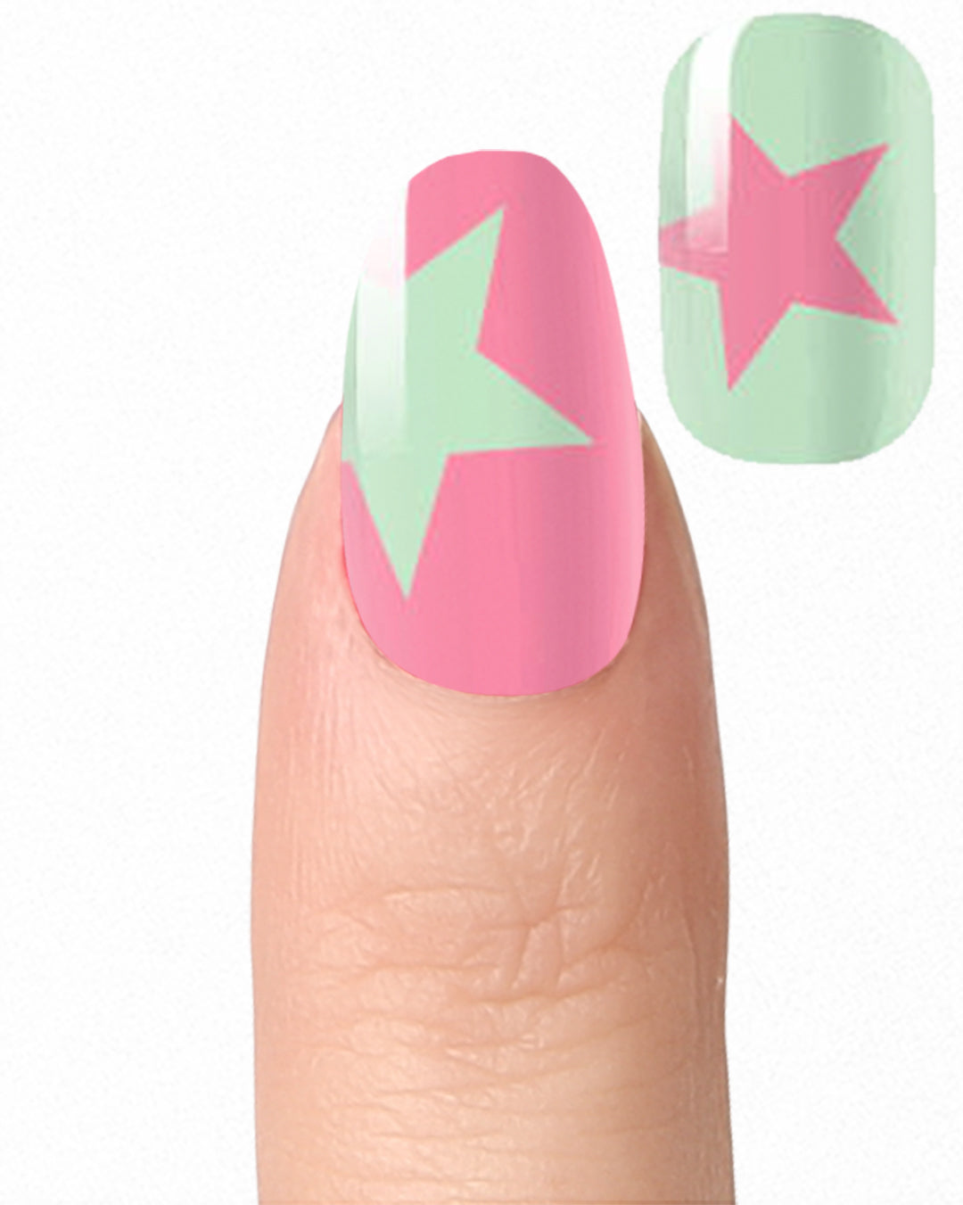 Pink & Green Star - Nail Polish Wraps